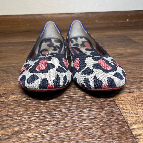 Rothy's Shoes Women's Red Cat Leopard Print Ballet Slip On Flats W 8.5 - Picture 12 of 16